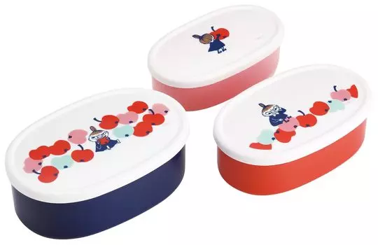 Контейнер для ланча Skater, герметичный контейнер для хранения, изготовленный в Японии, 400 мл, средний, 280 мл, маленький, набор из 3 антибактериальных контейнеров Moomin Little My Apple SRS3SAG (большой