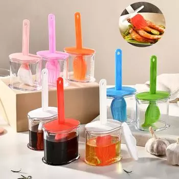 Контейнер для масла для барбекю, щетка, герметичная жидкая приправа, приправа, масло, соус, крем, бутылка с кистью, кухонные инструменты для приготовления пищи оранжевый