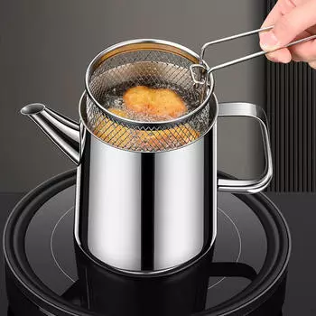 Контейнер для масла из нержавеющей стали 304 с корзиной и сетчатым фильтром для кухни 1.5L