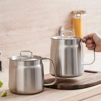 Контейнер для масляного фильтра из нержавеющей стали, герметичный, легкоочищаемый, резервуар для хранения масла, кухонные принадлежности 1.5L