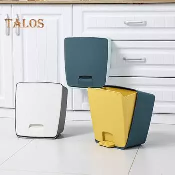 Контейнер для мусора, открывающийся на 30 градусов, для хранения мусора, простая установка, легкий настенный внутренний мусорный бак, кухонные принадлежности жёлтый