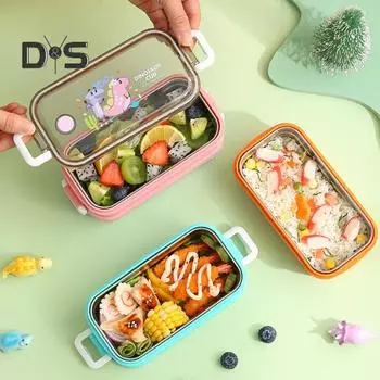 Контейнер для обеда из нержавеющей стали 350/700 мл, съемный прочный съемный разделитель, контейнер для обеда Single Layer розовый