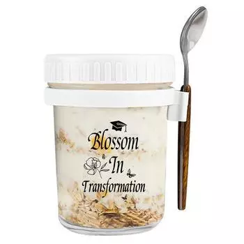 Контейнер для овса на ночь 12 унций Банки для консервирования пищевых продуктов Банки и канистры (Цветок в шляпе) ИЛИ