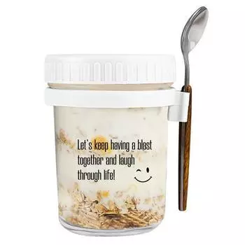 Контейнер для овса на ночь 12 унций Банки для консервирования пищевых продуктов Банки и канистры (Улыбающееся лицо) Q