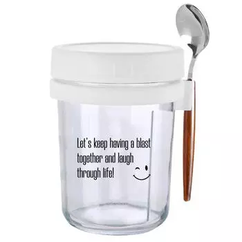 Контейнер для овса на ночь 12 унций Банки для консервирования пищевых продуктов Банки и канистры (Улыбающееся лицо) ИЛИ