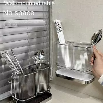 Контейнер для палочек для еды Контейнер для хранения кухонных ложек Бытовая полка для хранения Корзина для палочек для еды Кухонный контейнер для палочек для еды 1PCS серый