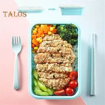 Контейнер для пищевых продуктов. Легко чистится. Экономия места. Полезные складные силиконовые пищевые контейнеры для пищевых продуктов для использования на открытом воздухе. 5inch синий