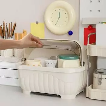 Контейнер для посуды на столешнице, ящик для хранения тарелок, эффективный дренажный дизайн, контейнер для хранения столовых приборов большой емкости с