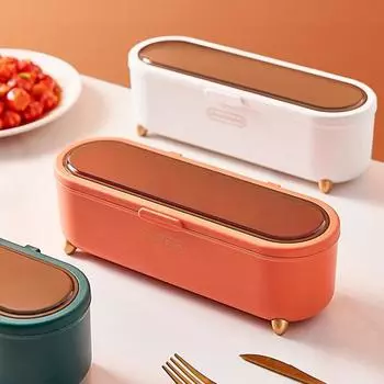 Контейнер для посуды с быстрым сливом и крышкой, пластиковый органайзер для хранения серебра на столешнице, кухонные аксессуары оранжевый