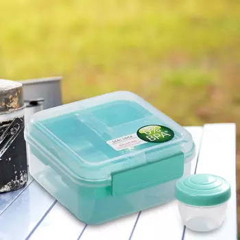 Контейнер для приготовления еды Bento Box, многоцелевой, прямоугольный, портативный, многоразовый для вечеринок в офисе green 1250ml