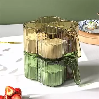 Контейнер для приправ, комбинированный дизайн, высококачественная количественная граммовая ложка, встроенная четырехсекционная решетка, контейнер для приправ, коробка для специй