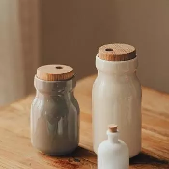 Контейнер для приправ Tackaon керамическая бутылка для приправ с запечатанной этикеткой-наклейкой в комплекте S Ivory