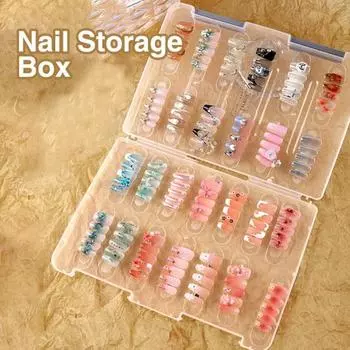 Контейнер для пыли с двойной защелкой, экономящий место, видимый, пыленепроницаемый, многоцелевой, полупрозрачный, для хранения искусственных ногтей D