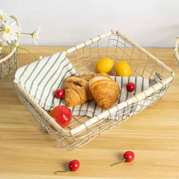 Контейнер для яиц, подставка для фруктов, проволочная плетеная корзина, квадратное железное украшение для кухни 36x26x10cm