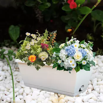 Контейнер для рассады на подоконнике, контейнер для выращивания овощей, ударопрочный, с дренажными отверстиями, прямоугольный Gray White