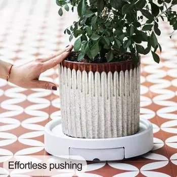 Контейнер для растений с колесами, пластиковый ролик для растений, вращающиеся на 360 градусов ролики для цветочных горшков с дренажным поддоном, передвижная подставка для растений XS белый
