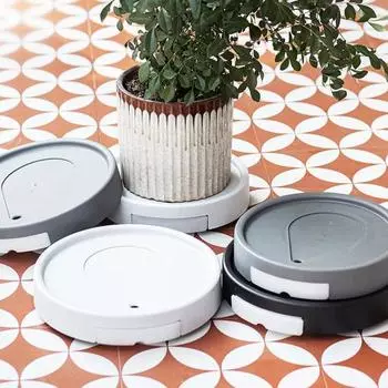 Контейнер для растений с колесами, пластиковый ролик для растений, вращающиеся на 360 градусов ролики для цветочных горшков с дренажным поддоном, передвижная подставка для растений XS белый