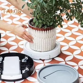 Контейнер для растений с колесами, пластиковый ролик для растений, вращающиеся на 360 градусов ролики для цветочных горшков с дренажным поддоном, передвижная подставка для растений XS чёрный