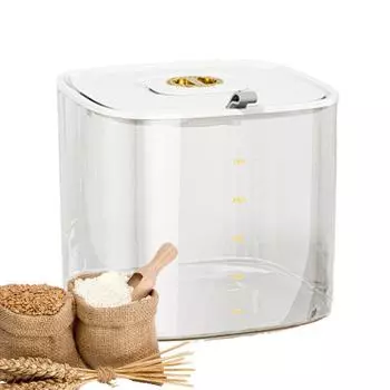 Контейнер для риса, дозатор для риса, многоразовый герметичный диспенсер для хлопьев и резервуар для хранения сухих продуктов для кладовой на столешнице и кухни белый