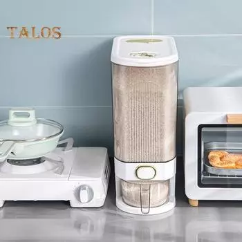 Контейнер для риса, влагостойкий контейнер для хранения, легкий доступ, практичный многоцелевой кухонный диспенсер для риса, ящик для хранения еды, бытовые принадлежности S белый