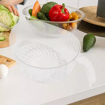 Контейнер для рисовой мойки с сетчатым дуршлагом и сетчатым ситом для очистки овощей, фруктов, макарон зелёный