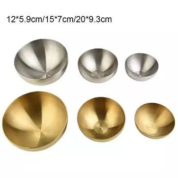 Миска для рисового супа из высококачественной нержавеющей стали с двойными стенками и широким краем 12cm серебряный