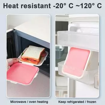 Контейнер для сэндвичей Bento Lunch Box Контейнеры с шарнирным креплением, не содержащие бисфенол А Многоразовый держатель для сэндвичей Контейнер для закусок Square синий