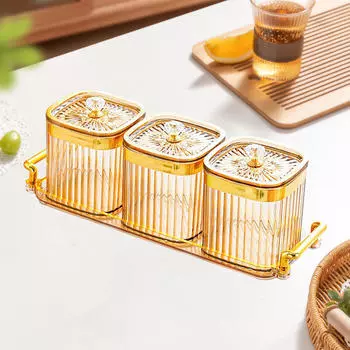 Контейнер для сервировки конфет и орехов, поднос для сухофруктов с крышкой и Golden 3 Grid
