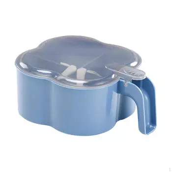 Контейнер для соли и специй с 4 отделениями, интегрированная банка для приправ с четырьмя отделениями, маленькая синий