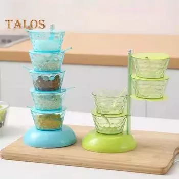 Контейнер для специй, большая емкость, экономия места, пищевой сорт, удобная вращающаяся вертикальная банка для специй, аксессуары для ресторана Four Layer синий