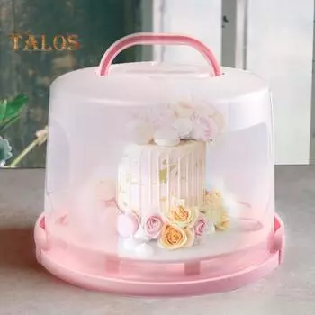 Контейнер для торта с крышкой и ручкой, переносная подставка для кексов диаметром 10 дюймов, держатель для кексов, пирогов, кексов, пиццы, контейнер для транспортировки, коробка для торта розовый