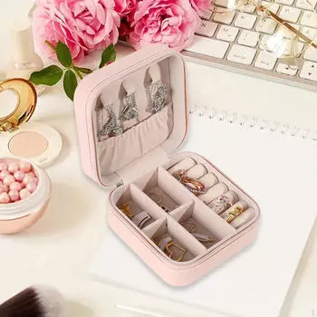 Контейнер для ювелирных изделий из искусственной кожи для женщин, многофункциональный чехол для хранения зелёный