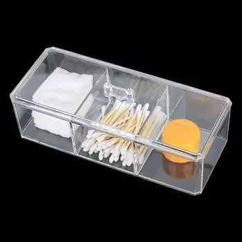Контейнер для ватных дисков с крышкой, косметический контейнер для хранения, держатель для косметики, прозрачный акриловый материал, органайзер для ватных тампонов, пылезащитный