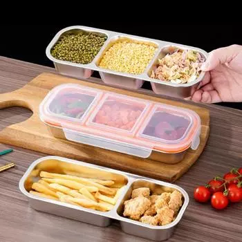 Контейнер для закусок с крышками, герметичная коробка для бэнто, многоразовая коробка для приправ, 45691 отсеков 3Grids белый