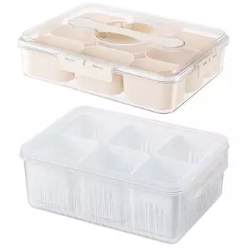 Контейнер для закусок с крышкой и ручкой, ящик для хранения специй, поднос для закусок с разделителями для хранения сладостей, овощей, орехов и фруктов B