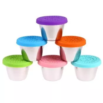 Контейнер для заправки салата из нержавеющей стали, небольшой контейнер для приправ на 2,5 унции с герметичными крышками для детей, контейнеры для обеда, коробка синий