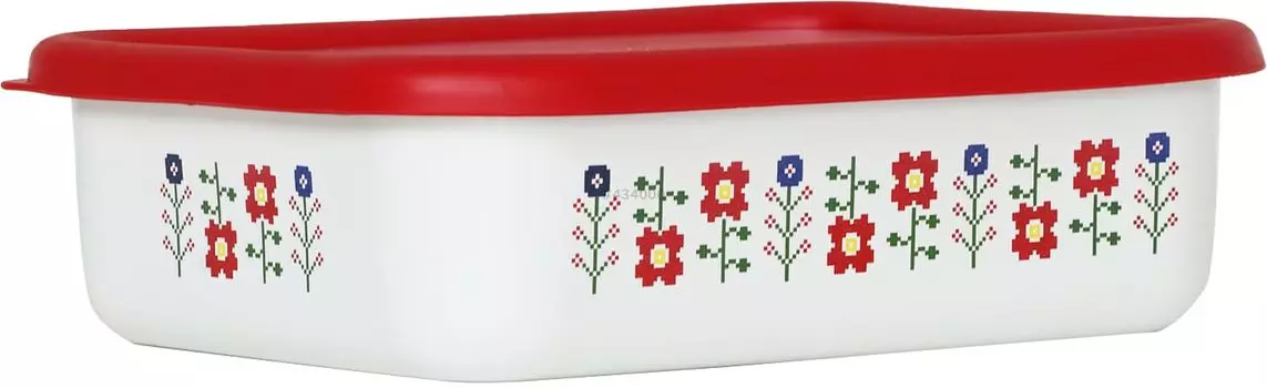 Контейнер Fuji Enamel Mysa неглубокий квадратный S красный MY-S.R
