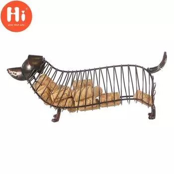 Контейнер из пробки для вина, такса, железное украшение в виде животного, подарок, коричневый, 13,8*4,7*5,9 дюйма, привет кофейный