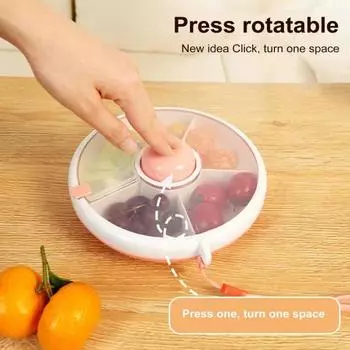 Контейнер-спиннер для закусок с 5 отделениями, удобная для переноски, разделенная на части коробка для закусок с кнопкой, герметичная крышка из АБС-пластика, контейнер для закусок мятный зеленый