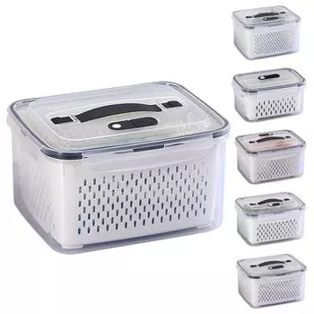 Контейнеры для хранения фруктов в холодильнике, герметичные органайзеры для холодильника, контейнеры для продуктов без бисфенола А для холодильника, сохраняют овощи, ягоды, салат свежими One Size