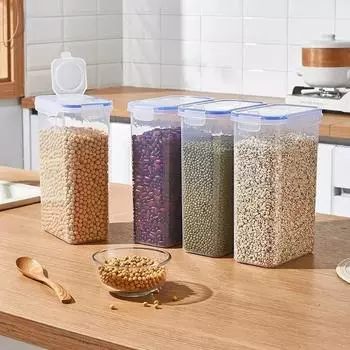 Контейнеры для хранения продуктов с крышками, штабелируемые контейнеры для хранения лакомств для кухонной кладовой, контейнеры для диспенсера риса 1-tier