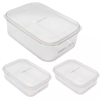 Контейнеры для хранения Wilmax Embalance Clear Container S x 2 XL x 1 Сделано в посудомоечной машине Стильный набор Tupperware 355648, Япония, безопасный, прочный, небьющийся, чистый