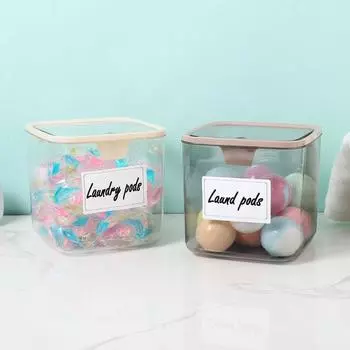 Контейнеры для капсул для стирки Ящик для хранения Контейнеры для стирального порошка Дозатор моющего средства для стирки с крышками и этикетками для прачечной чистый