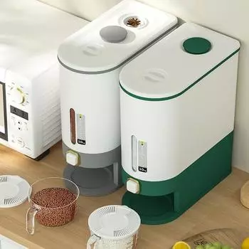 Контейнеры для круп с крышкой и мерным стаканчиком для кухонной организации хранения, кухонное ведро для риса, контейнеры для хранения корма для собак Small Size зелёный