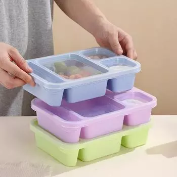 Контейнеры для закусок для взрослых, 4-секционный контейнер для бенто, многоразовые контейнеры для обедов, разделенные контейнеры для взрослых для закусок
