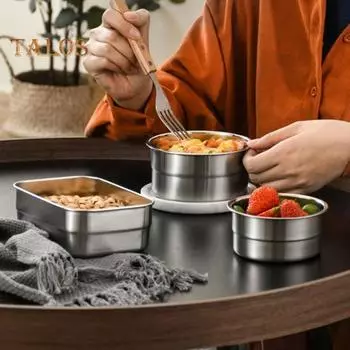 Контейнеры из нержавеющей стали для закусок для детей, герметичный контейнер для еды для малышей с силиконовыми крышками, складной металлический ланч-бокс для школы и детского сада E