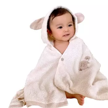 kontex Baby Gift Made in Japan Imabari Towel Select Fluffy Boys Girls Baby Bath Poncho Bath Towel Hooded Name Embroidery Name Mama s (Коричневая овца)