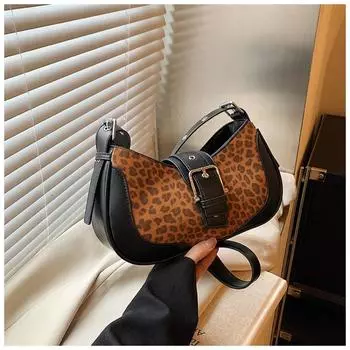 Контрастная цветная леопардовая печать маленькая женская сумка новая модная фактурная сумка через плечо