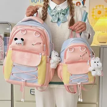 Контрастная цветная студенческая сумка, рюкзак для учащихся младших классов средней школы, женский легкий дорожный рюкзак Small жёлтый