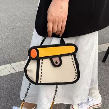Контрастная цветная сумка через плечо, новая женская симпатичная мультяшная цветная цепочка, холщовая сумка, модная креативная вечеринка, маленькая квадратная сумка Tide